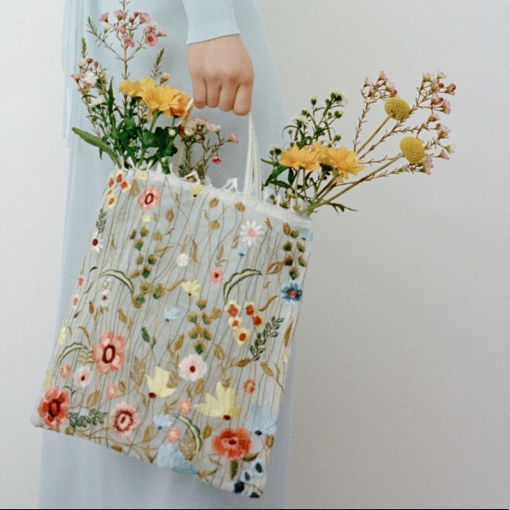 ❗️Last❗️Zara Tulle Floral Embroidered tote bag